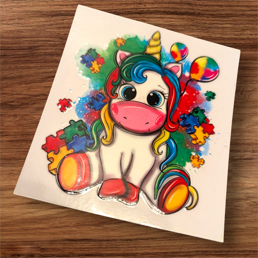 UVDTF Decal - unicorn - autism awareness